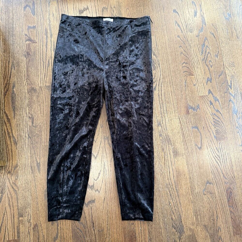 Good American Black Velour Pants Disco Boss Skinny Womens 2XL 6 Velvet 1615 NWOT - Picture 3 of 11